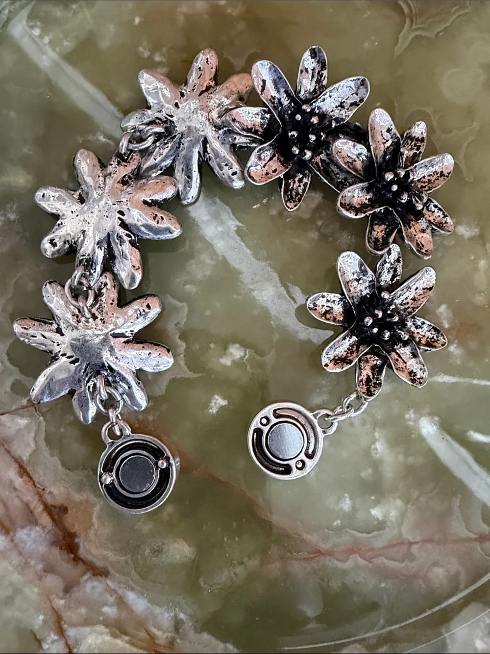 Lucille Flower Bracelet - Silver Metal
